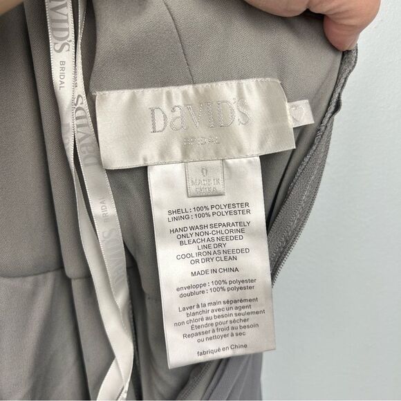 David’s Bridal Short Mesh Bridesmaid Dress with Cowl Back F16007 Mercury Gray 0 - Picture 6 of 16